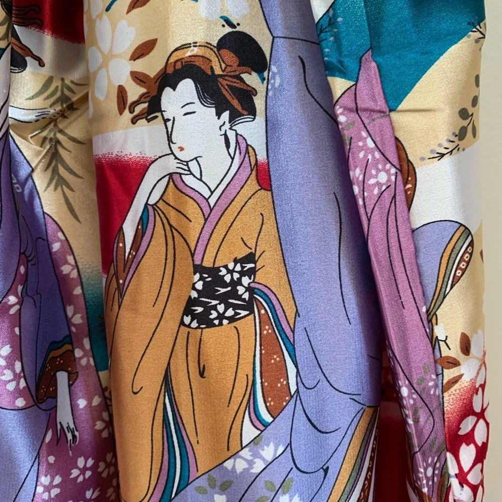 Ichiban red silky kimono style robe one size